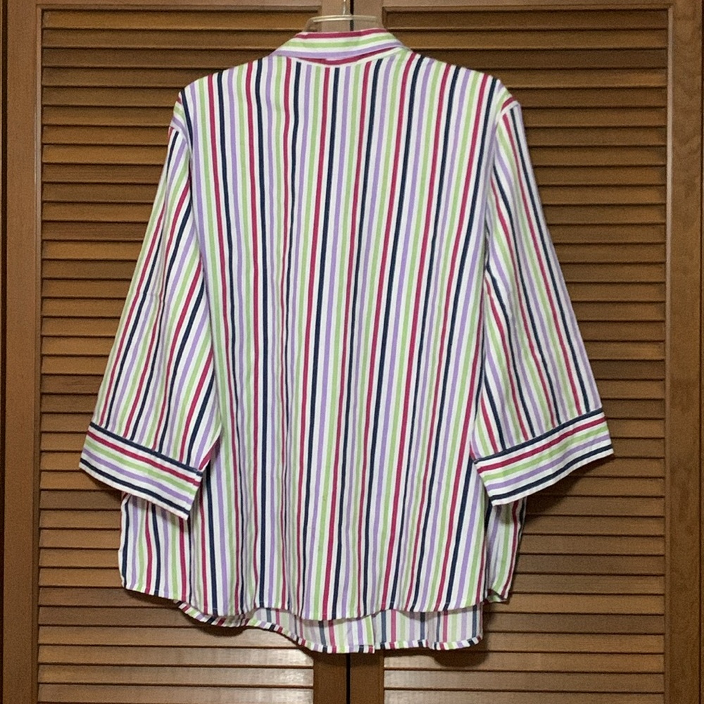 Blair Colorful Striped 3/4 Sleeve Button Down Shirt 3X - Picture 2 of 4